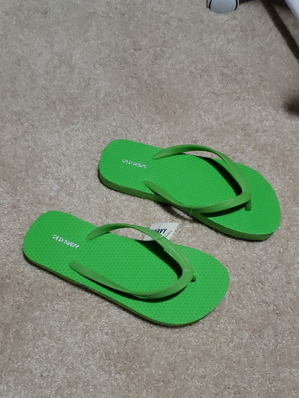 Bright Lime Green Old Navy Flip-Flops With A Textured Footbed.  Size: 5